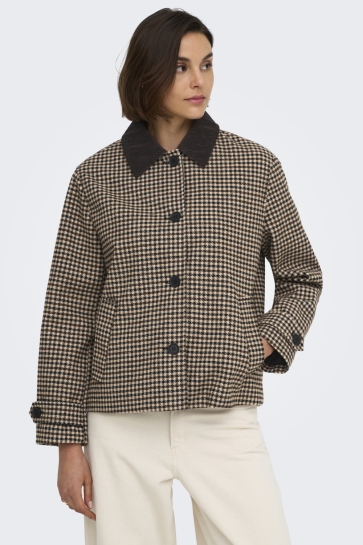 Jacqueline de Yong Jas JDYVALERIE CHECK JACKET OTW YFM 15377111 Iced Coffee/BLACK AND