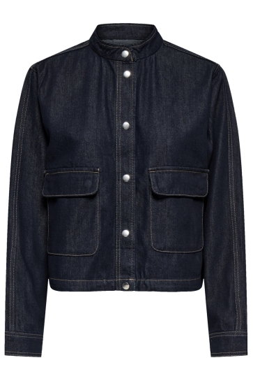 Jacqueline de Yong Jas JDYSANSA BUBBLE HEM L/S JACKET DNM 15376969 DARK BLUE DENIM/RINSE