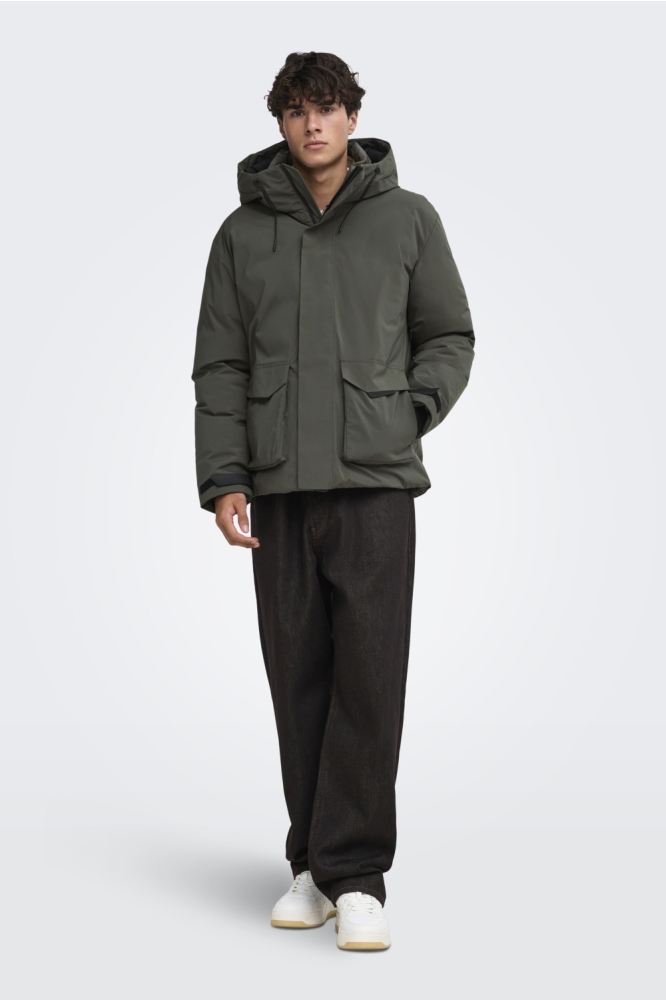 Only & Sons groene heren jas | Model