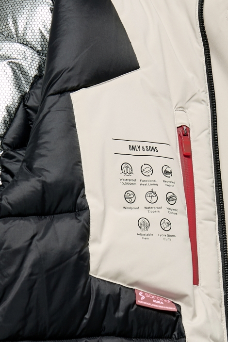 Only & Sons beige heren jas | Close up