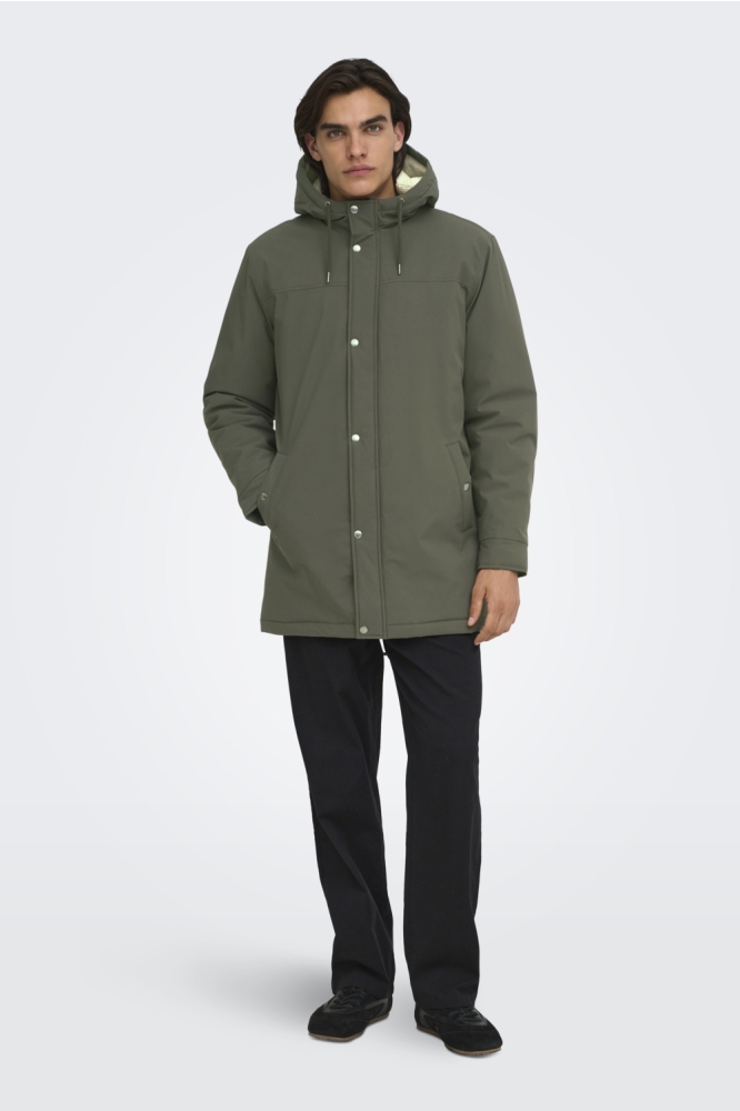 Only & Sons groene heren jas | Model