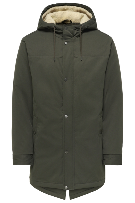 Only & Sons groene heren jas | Vooraanzicht