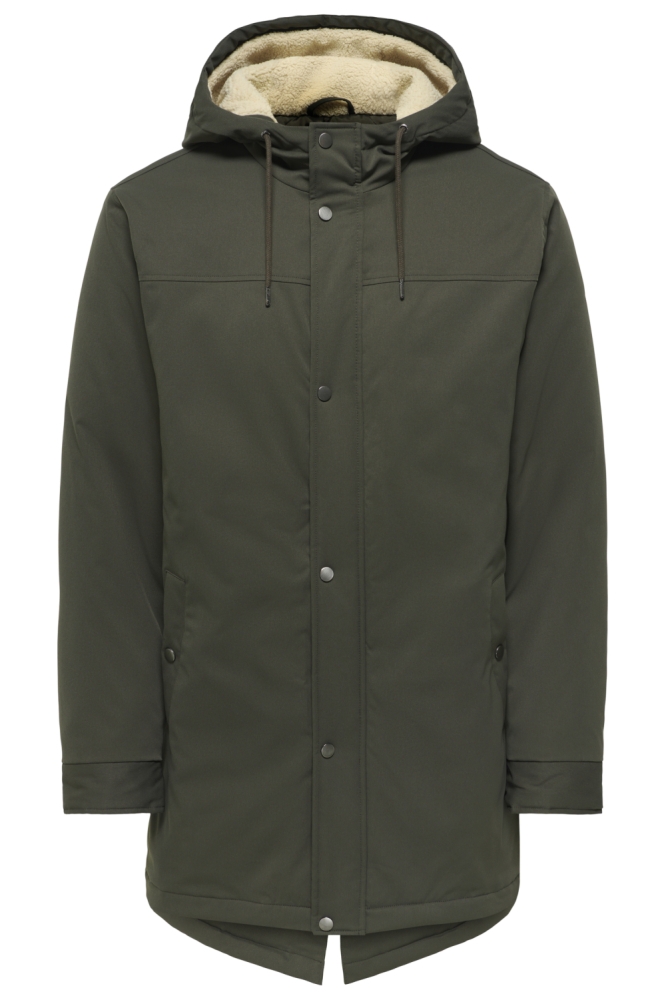 Only & Sons groene heren jas | Vooraanzicht