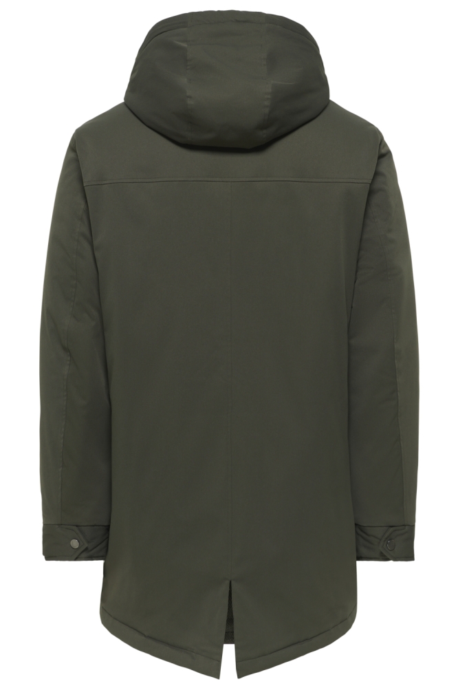 Only & Sons groene heren jas | Achteraanzicht