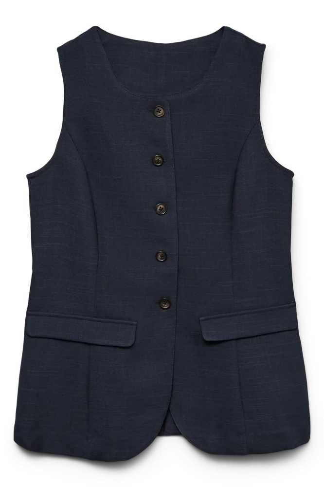 Vero Moda blauwe dames gilet | Vooraanzicht