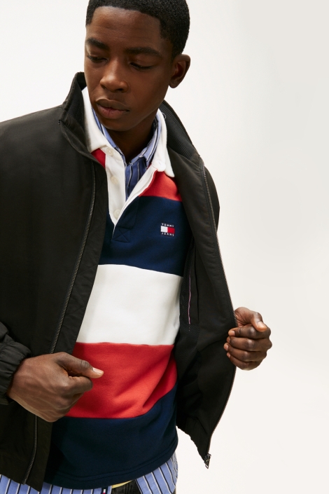 Tommy Jeans zwarte heren jas | Close up