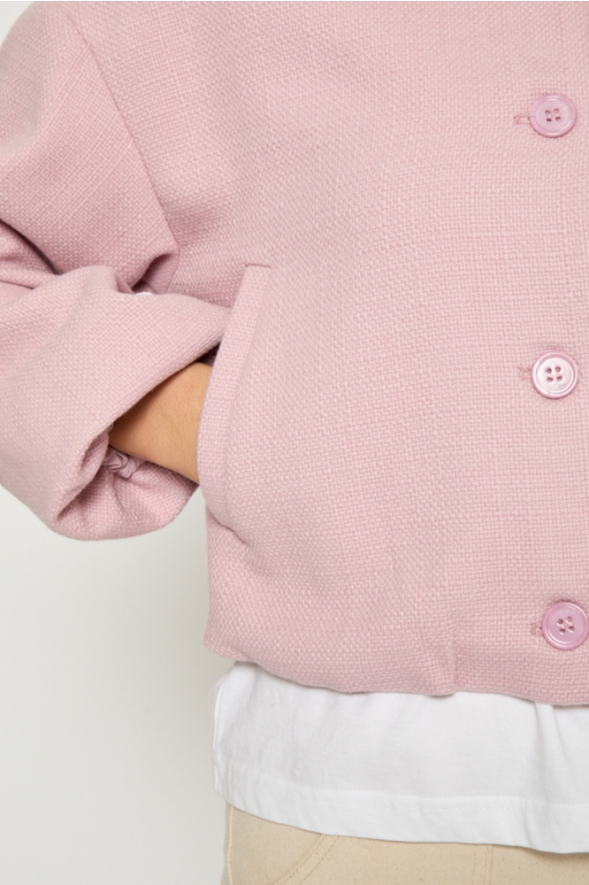Peppercorn roze dames jas | Close up