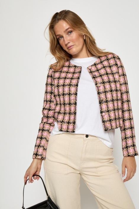 Minus multi color dames blazer | Model vooraanzicht