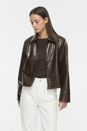 Vila Jas VISHINNY L/S ZIPPER JACKET/PB/BFS 14116090 Coffee Bean