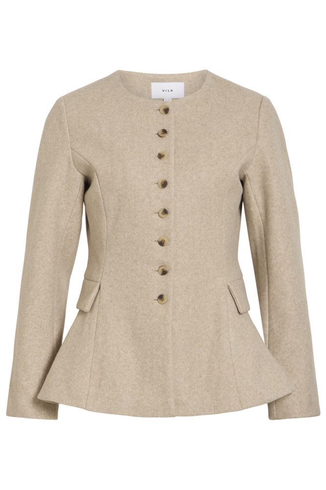 Vila beige dames jas | Vooraanzicht