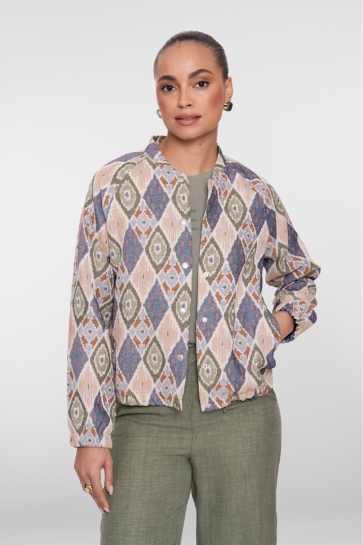 Geisha Jas JASJE MET GRAFISCHE PRINT 65106 20 OLIVE/CHAMBRAY