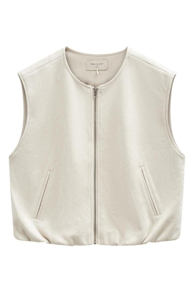 Freequent beige dames gilet | Vooraanzicht