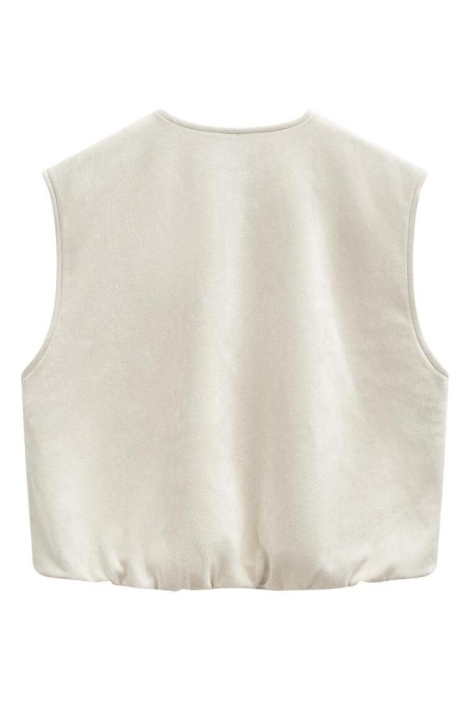 Freequent beige dames gilet | Achteraanzicht