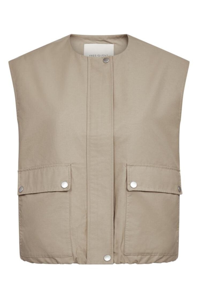 Freequent camel dames gilet | Vooraanzicht