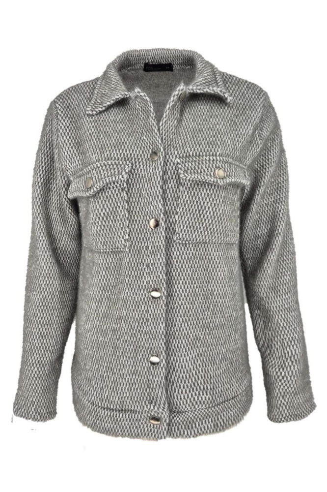 FOS Amsterdam grijze dames blouse | Vooraanzicht