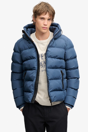 Superdry hooded sports puffer jecket Blauw