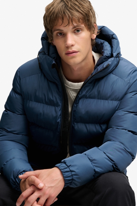 Superdry blauwe heren jas | Close up