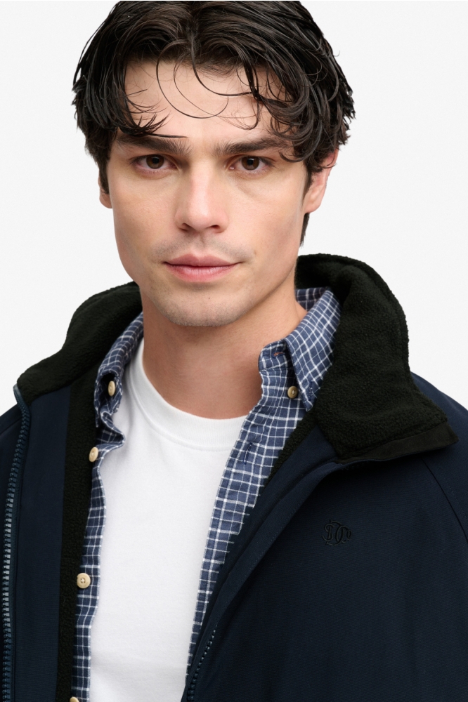 Superdry blauwe heren jas | Close up