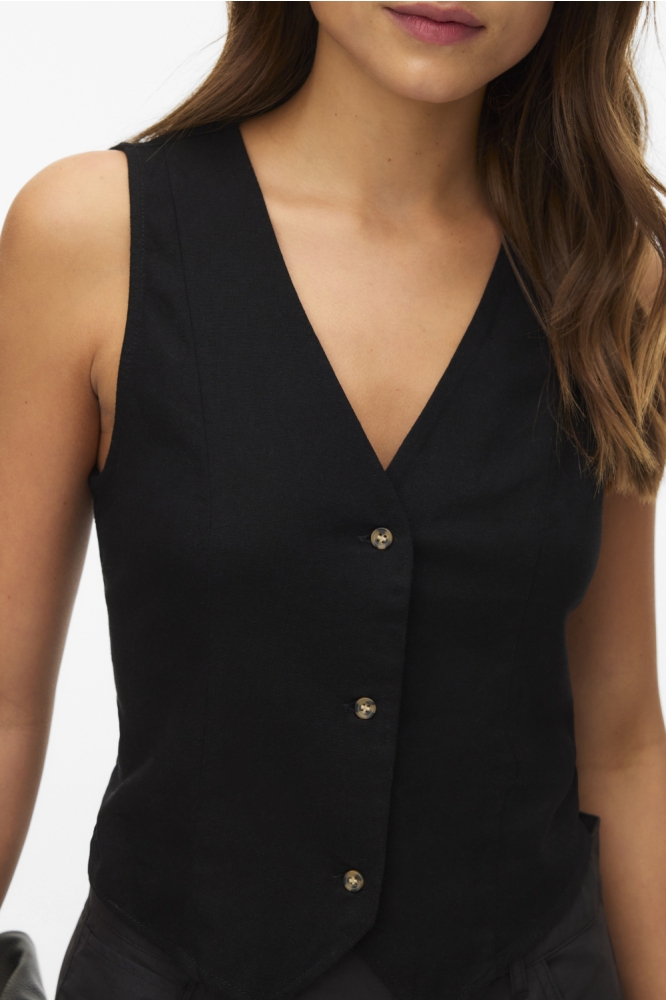 Vero Moda zwarte dames gilet | Close up