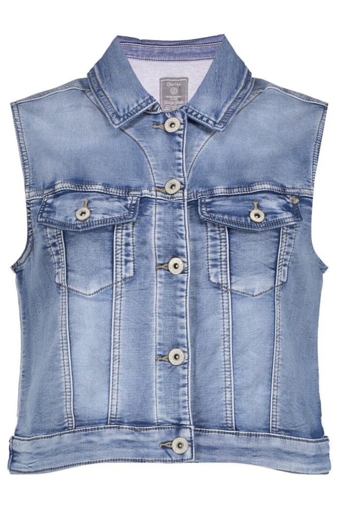 Geisha blauwe dames gilet | Vooraanzicht