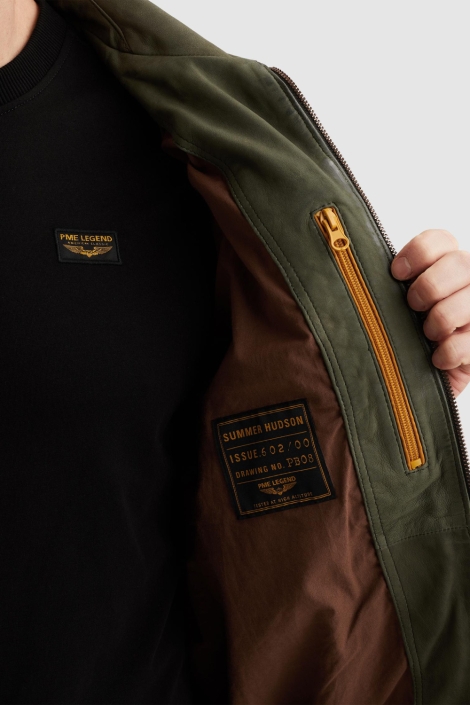 PME legend groene heren leren jas | Close up