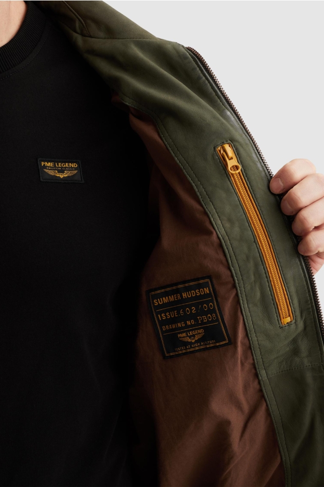PME legend groene heren leren jas | Close up