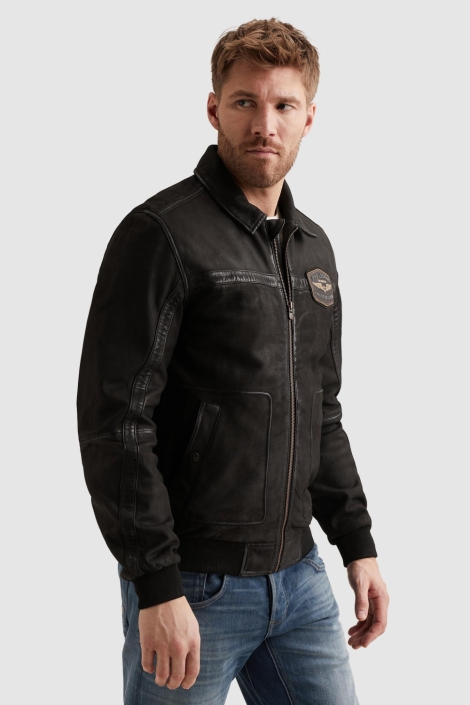 PME legend zwarte heren leren jas | Model zijaanzicht