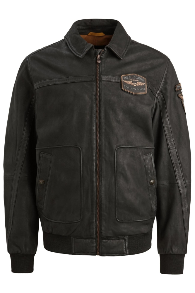 PME legend zwarte heren leren jas | Vooraanzicht