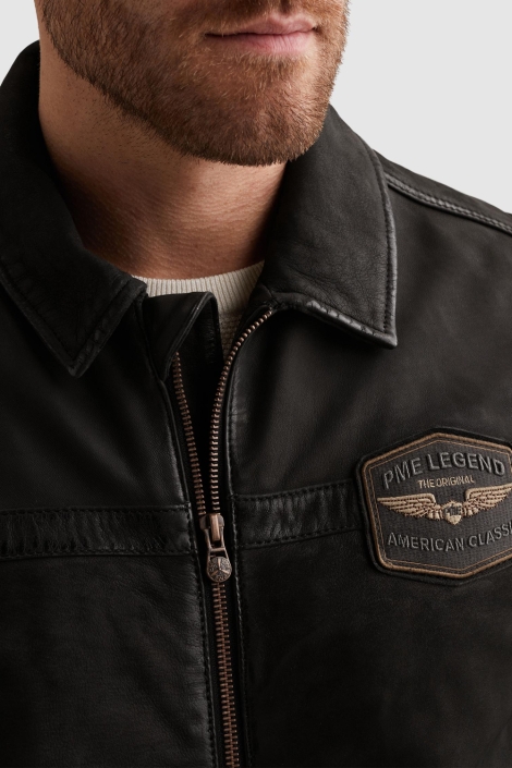 PME legend zwarte heren leren jas | Close up