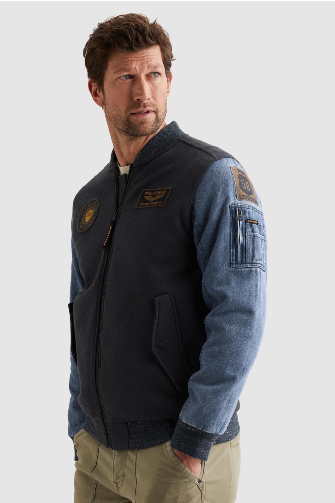 PME legend blauwe heren jas | Model zijaanzicht