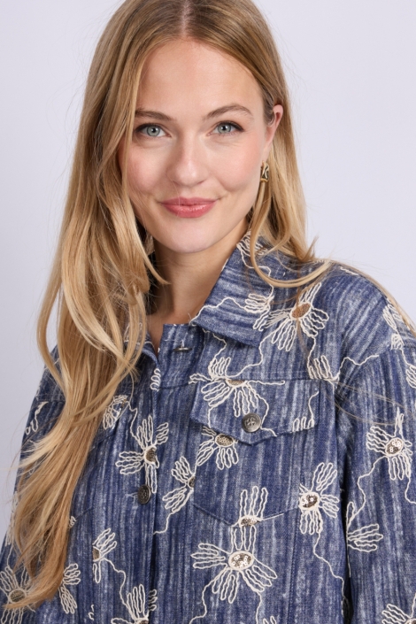 C&S The Label blauwe dames jas | Close up