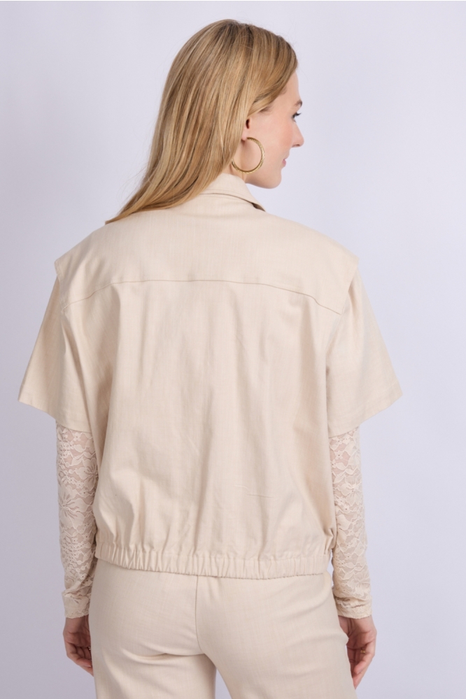 C&S The Label beige dames blazer | Model achteraanzicht
