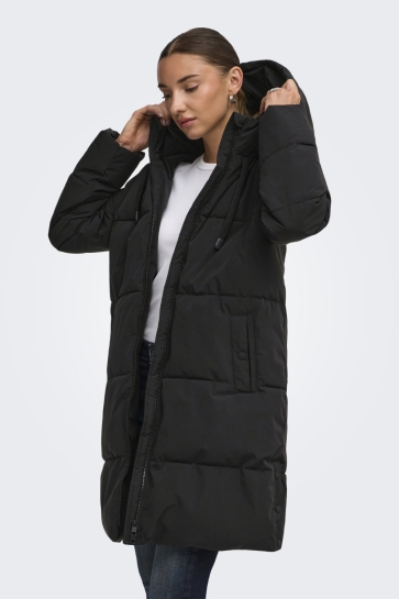 Jacqueline de Yong Jas JDYBLAIR LONG HOOD PUFFER OTW SIJ N 15376758 BLACK/CONTRAST BLACK
