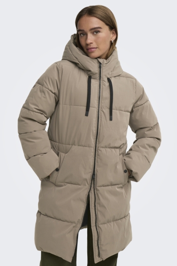 Jacqueline de Yong jdyblair long hood puffer otw sij n Taupe