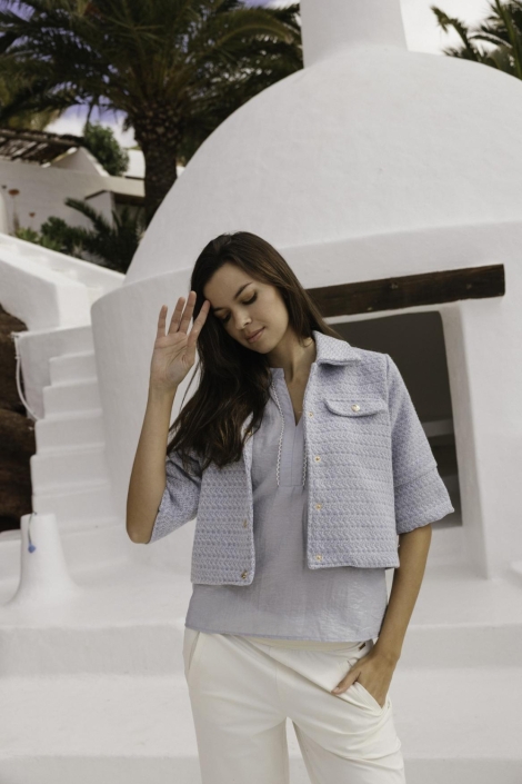 Kimara blauwe dames blazer | Sfeerbeeld, In situatie