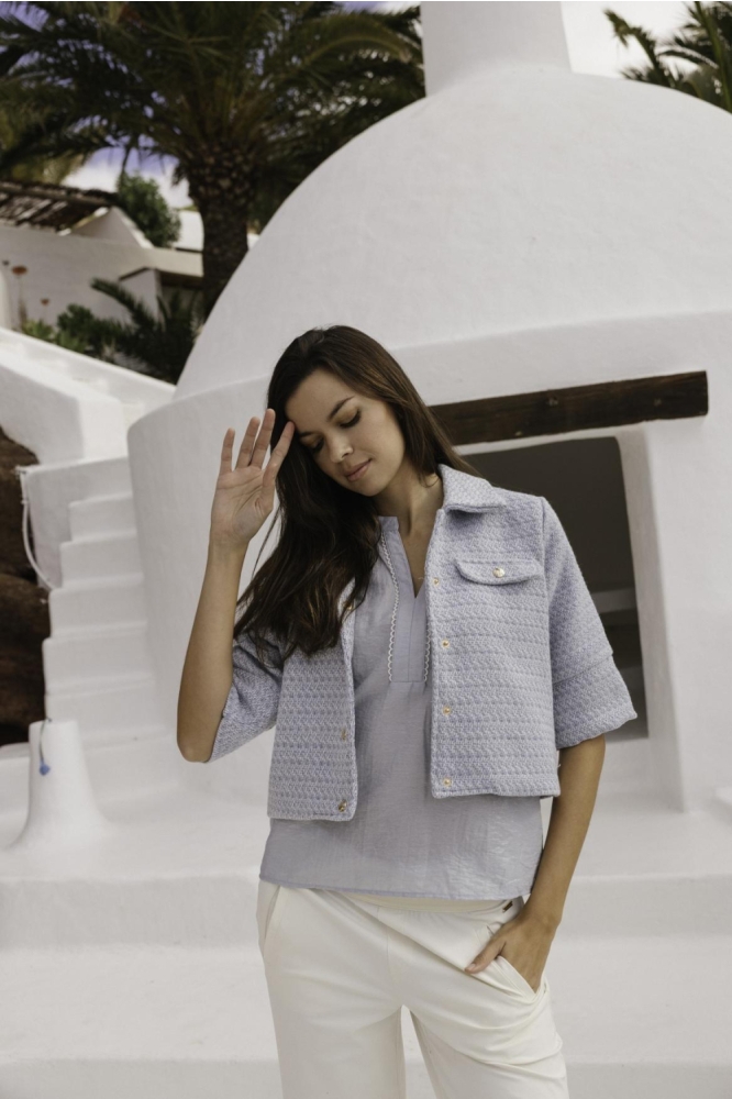 Kimara blauwe dames blazer | Sfeerbeeld, In situatie