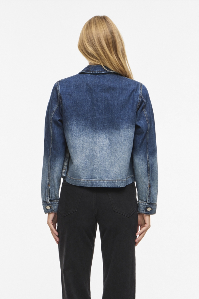 Vila blauwe dames jas | Model achteraanzicht