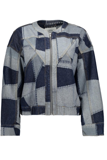 Vila VISHELBA L/S PACTHED DENIM JACKET 14111971 DARK BLUE DENIM