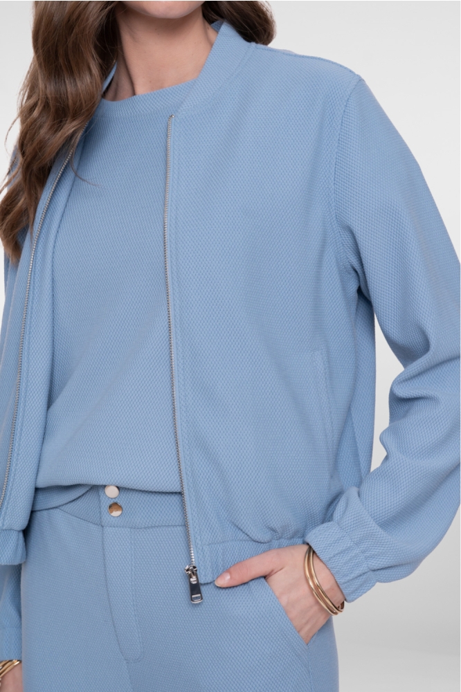 Geisha blauwe dames vest | Close up