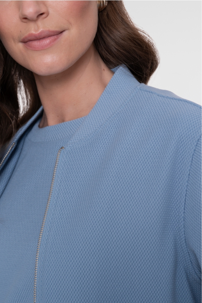 Geisha blauwe dames vest | Close up