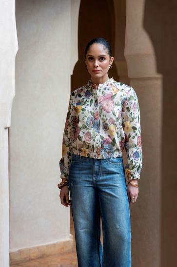 Geisha Jas JASJE MET BLOEMENPRINT 65090 26 Sand/Green/Gold