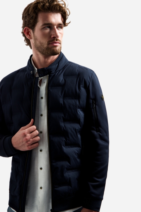 NO-EXCESS blauwe heren jas | Model vooraanzicht