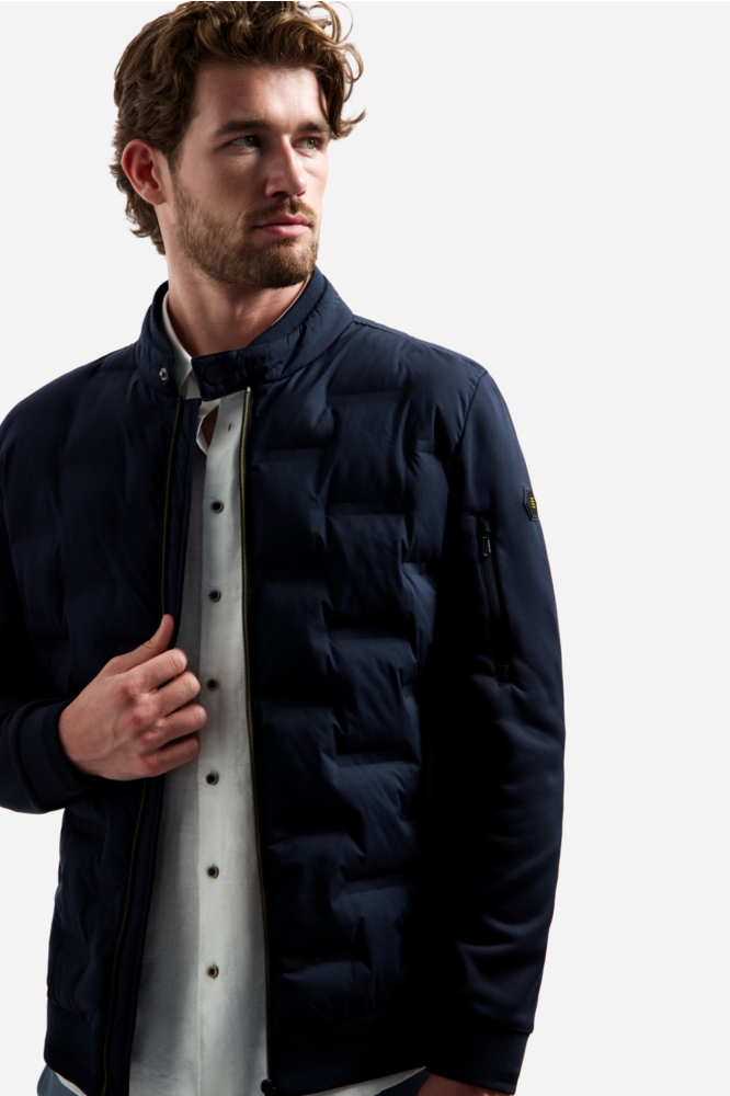 NO-EXCESS blauwe heren jas | Model vooraanzicht