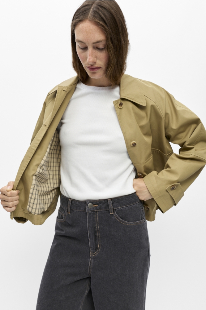 Object groene dames jas | Model vooraanzicht
