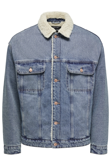 Only & Sons blauwe heren jas | Vooraanzicht