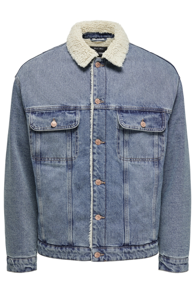 Only & Sons blauwe heren jas | Vooraanzicht