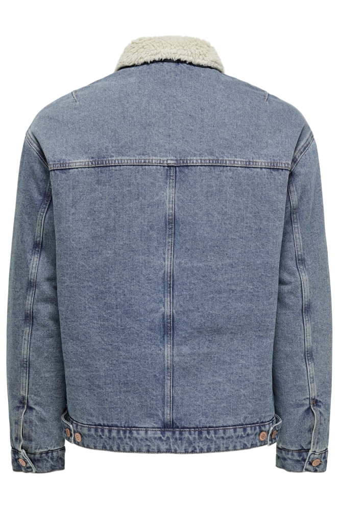 Only & Sons blauwe heren jas | Achteraanzicht