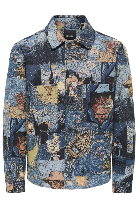 Only & Sons blauwe heren jas | Vooraanzicht