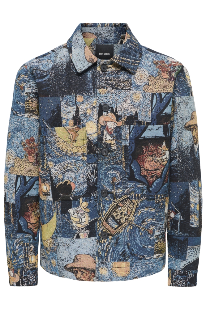 Only & Sons blauwe heren jas | Vooraanzicht