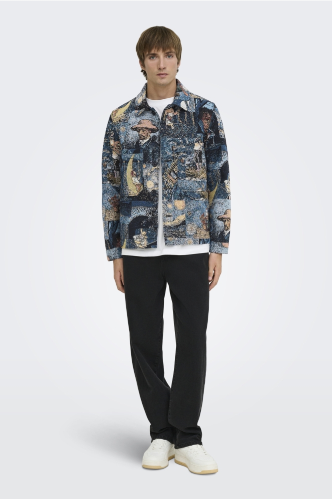 Only & Sons blauwe heren jas | Vooraanzicht